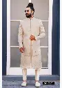 off white Embroidered sherwani